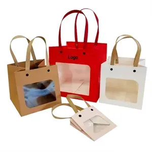 Kraft Paper Bags Gift Box with Window and Handle Kraft Paper Bags Gift Box with Window and Handle